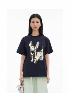 Cotton Dachshund Pattern 2026 Summer Relaxed Round Neck T-Shirt