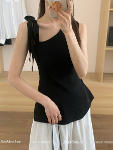 Áo Len Dệt Kim Hở Vai Kiểu Pháp XinmonLee Eo Thon Gọn Lưng Đẹp Đa Năng Chất Liệu Khác Mùa Hè 2025 Màu Trơn