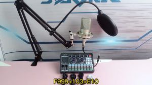 Siborie【COD】Paket Lengkap soundcard F999+103 Mic+E10 Headset SET Dengan braket kantilever komplit