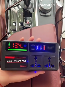 SEAMETAL Multifunction Car Inverter 12/24V to 220V with Digital Display and 5 USB Ports for Car Charging Power Adapter