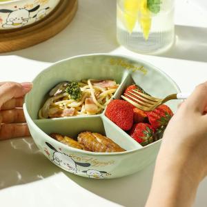 Microwave-Safe Compartmentalized Ceramic Bowl