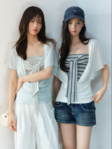 Soote Season | Lysel Korean Style Relaxed Fit Batwing Sleeve Top and Tube Top Set
