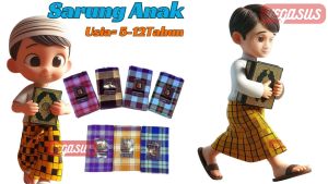 Sarung anak laki Junior SD-SMP 5-12th Motif Kotak-Kotak Gajah Waduk- Kain Sarung Junior-Aurora Store