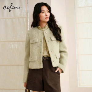 Eifini | Áo Khoác Thu Cao Cấp Tròn Cổ Pha Alpaca