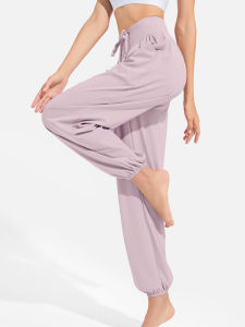 Sport Yoga Pants Womens Slimming Loose Casual Quick Dry Running Dancing Thin Fitness Pants Lantern Pants High Waist Drawstring