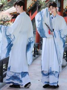 Chinese Style Han Costume Mens Chinese Ancient Style Men Fairy Original Couples Ancient Costume Chivalrous Scholar Youth White Suit