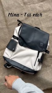 Ba lô nam màu trắng da xịn cặp đeo vai thời trang phong cách Hàn Quốc giỏ balo đeo sau lưng cá tính KINDEE