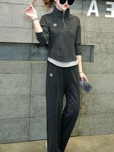 Casual Sporty Sweatshirt Wide Leg Pants Set Spring 2025 New Fashion Slimming Ageless Splicing Two Piece Set for Women