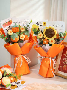 Hand Knitted Sunflower Bouquet Small Flowers Bundle Practical Graduation Teachers Day Gift for Women Creative Festive Supplies