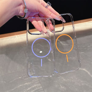 🇹🇭เคสไอโฟน แม่เหล็ก Case iPhone ชาร์จไร้สาย สำหรับ เคสโทรศัพท์ iPhone 16 15 14 13 12 11 Pro Max 16Plus เคสใส ซิลิโคน กันกระแทก TPU สีสันสดใส เคสโทรศัพท์ ไอโฟน