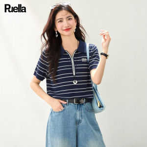 puella | Slim Fit Vintage Striped Polo Neck Shirt