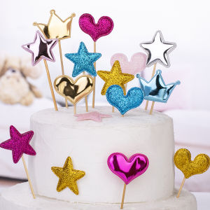 🌟 5pcs/set Shine Cake Decoration Stick Mix Color Birthday Cake Cup Cake Party Decoration