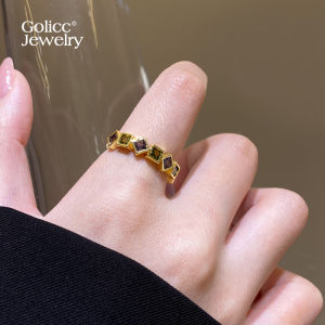 Gold Square Zircon Ring Adjustable Open Ring for Women Fashionable Vintage Design Fresh out New 2025 Index Finger Ring