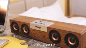 Banchugw 20W Soundbar Wireless Bluetooth v5.0 TWS Powerful Stereo Wooden Speaker Music Subwoofer Computer TF FM Radio For Home PC