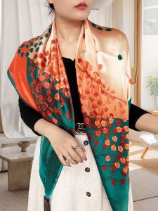 Large Size 110*110CM Fashionable Shawl Womens Summer Sun Protection Air Conditioned Qipao Scarf Autumn Winter Head Wrap Scarf