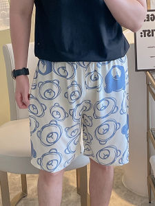 ผู้ชาย ฤดูร้อน น้ำหนักเบา ผ้าฝ้าย ผ้าไหม ชุดนอน กางเกงขาสั้น หลวม ชายหาดสบาย กางเกง การพักผ่อนที่บ้าน กางเกงขายาว การ์ตูน พิมพ์