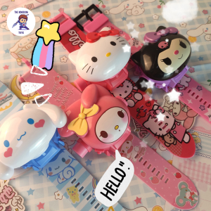 Đồng Hồ Điện Tử Đeo Tay Kuromi Dễ Thương Hình Gấu Dâu Thỏ Stella Kèm 24 Hình Chiếu 3D - Ironman Spiderman Khủng Long