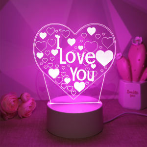Pink Romantic Confession I LOVE YOU 3D Night Light Gift Light for Lovers Bedroom Decoration Atmosphere Light