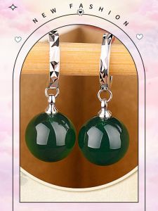 Elegant Pure Silver Jade Bead Hoops  2025 Design Luxury Sensation Womens Fashion Jewelry Ear Cuffs Dangle Earrings