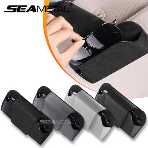 SEAMETAL kereta Sun Visor Organizer cermin mata hitam pemegang klip kulit kaca penyimpanan beg aksesori kereta 车