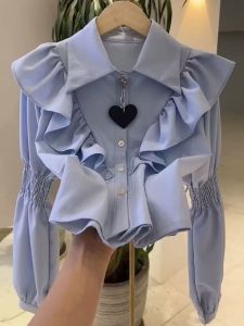 Elegant French Style Long Sleeve Chiffon Shirt Womens Fashion Trend Spring Autumn Button Placket Design Sun Protection