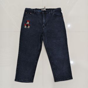 กางเกงยีนส์ห้าส่วนขาเดฟงานปักมินนี่ ผ้ายืด เอวสูง งานเย็บปลายขาผ้านิ่มใส่สบายมากจ้า