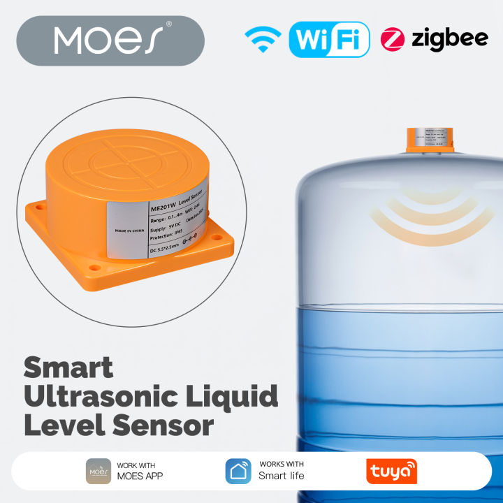MOES Tuya WiFi/Zigbee Smart Ultrasonic Liquid Level Sensor Water Tank ...