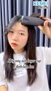 Máy Là Tóc Duỗi Tóc 4 Mức Nhiệt Kemei KM329 - Dụng Cụ Uốn Tóc Tạo Kiểu Đa Năng Tại Nhà Ép Là Thẳng Uốn Cụp Xoăn Lọn
