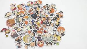 Bandai | 60 Mô Hình Chibi Haikyuu!! Bộ Nhãn Dán Hoạt Hình Chống Thấm Nước DIY Trang Trí Tạp Chí Đề Can Giấy Tổng Hợp Phụ Kiện Văn Phòng Phẩm
