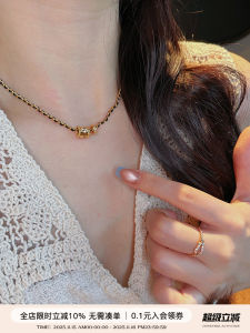 Vòng Cổ Vòng Tay Thêu Kim Cương Đen Vàng Thủ Công Cho Phụ Nữ Thời Trang Cổ Điển Cá Tính Dây Chuyền Xương Đòn Phong Cách Mới