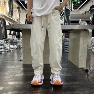 New Style Mens Casual Straight Leg Pants Spring Autumn Quick Dry Wide Leg Harlan Pants Trendy Knife Edge Mens White