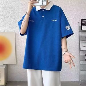 Áo Thun Polo Tay Ngắn Cổ Polo Dáng Rộng Mùa Hè 2024 Cho Nam Và Nữ Phong Cách Đại Học Cỡ Lớn Cho Cặp Đôi