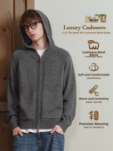 PSO Brand | Wool and Cashmere Blend Hooded Double Zipper Knit Sweater