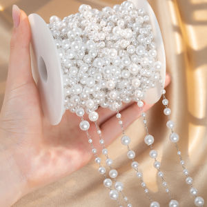 0.5M 1M Imitation Pearl Waterdrop Charm Beaded Chain Plastic Beads Copper Chains for DIY Necklace Clothing Jewelry Making