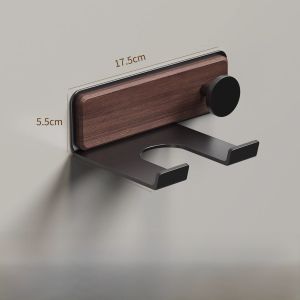 Walnut Bathroom Hair Dryer Holder Wall Mounted No Drilling Required Hairdryer Storage Rack for Household Use in Bathroom