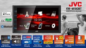 เครื่องเล่น2ดิน JVC KW-M180BT จอสัมผัส 6.8นิ้ว รองรับการ MIRROR LINK (Android) USB