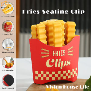 Vision 12Pcs Household Sealed Clips 12 Cute French-Fries-Shaped Bag Clips To Seal Opened Food Packages Fun Bag Clips for Food in A Adsorbable Box Keep Food Fresh and Organized Cute Kitchen Accessories