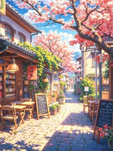 Kayou | 500/1000/1200/2000 PCS Puzzles for Japanese Cherry Blossom Alley Jigsaw Puzzles Brain Challenge Game Gift Home Decor