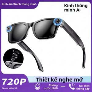 Kính Thông Minh AI Tích Hợp Camera Quay Video 8M Hỗ Trợ Dịch Thuật 100+ Ngôn Ngữ Gọi Bluetooth Nghe Nhạc Pin 260mAh Kính Râm Sạc Lại Được Dành Cho Nam Và Nữ