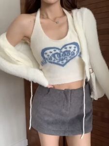 เสื้อสายผ้า KAYKAI เสื้อสายเดี่ยว ผ้าไหมพรม สไตล์เกาหลี # X22