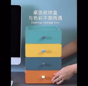 P Stackable Storage Box Cosmetic Drawer Makeup Storage Jewelry Silicon Handle Desktop Drawer Big Capacity Plastic Organizer Shelves Kotak Penyimpanan 3523