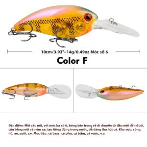 1PC 14g 10cm Mồi Câu Cá Giả Nổi Dạng Cá Con Mồi Cứng Laser Mồi Giả Wobblers Câu Cá Chó Cá Chép Mồi Bơi Mồi Crankbaits