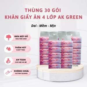 Thùng 30 Gói Khăn Giấy Rút AK Green 4 Lớp Siêu Dai Mềm Mại An Toàn Cho Da