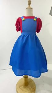 Super Bros Stage performance movie cosplay girls puff Sleeve Top+Dress Girl Halloween Birthday Party Cosplay