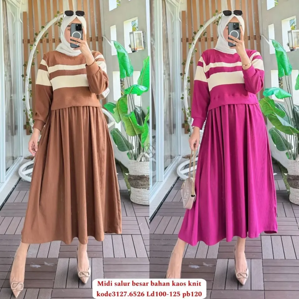 Midi Dress Knit Clarke Salur Dada | Lazada Indonesia
