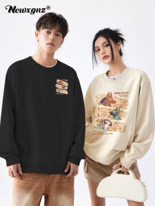 Áo Nỉ Không Mũ Dành Cho Cặp Đôi Mùa Thu Đông Thường Ngày Áo Nỉ Dài Tay Cổ Tròn Dáng Rộng Phong Cách Cổ Điển Thời Trang Quốc Trung