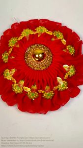 YMS 招财旺来金珠边 高级超大红布球 (手工折边) 红彩球 金花布球 New Year Red Cloth Ball 1pcs