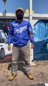 Jaket Varsity Baseball LA Dodgers Blue Full Bordir - Jumpshot