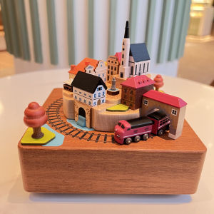 Jeancard Wooden Train Music Box Autumn Series Birthday Gift for Childrens Day Friend Present Simple Modern Style Home Decor