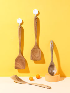 Teak Shovel Kitchen Spatula Ladel Log Cookware Non-Stick Pan Special Protective Coating Natural Wood Spatula